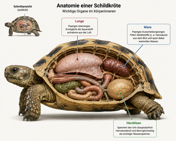 Schildkröte Organe Niere Lunge Harnblase (Dieses Bild wurde mithilfe von KI erstellt)