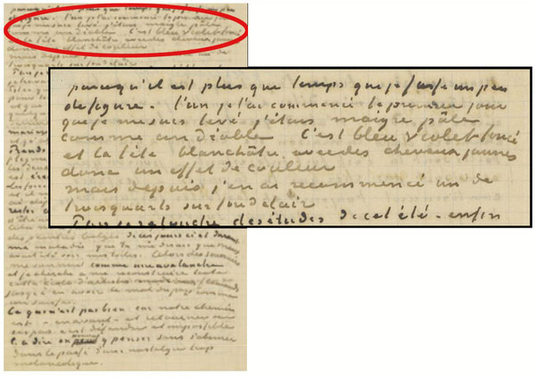 Lettera di V. Van Gogh al fratello Theo durante il soggiorno a Saint-Rémy-de-Provence 5-6 Settembre 1889; Amsterdam, Museo Van Gogh, inv.n. b652 adV/1962 Copyright ©2009 Van Gogh Museum, Amsterdam, Huygens ING, The Hague.