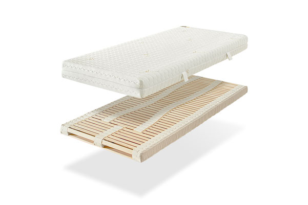 Schlafsystem Naturlatex Höhe 7 cm mit Rollrost 2 cm und Naturlatexmatratze Classic Ergo Höhe 14 cm