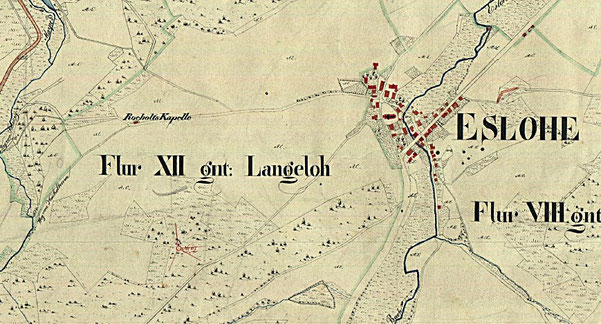 Die preußische Ur-Katasterkarte von 1830 (Ausschnitt: Eslohe und die Rochuskapelle)