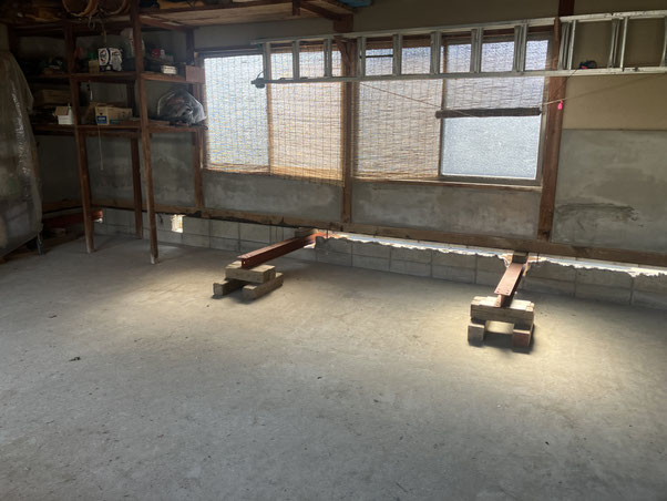 車庫の不陸工事状況