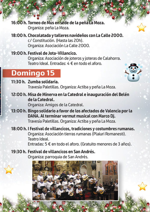 Programacion de la Navidad en Calahorra