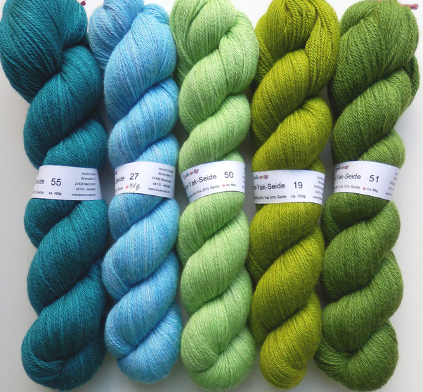 Merino-Yak-Seide Wolle handgefärbt