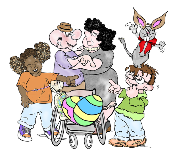 Mr Peeves, Mw Peeves, Robbie, Jina en Puddie vieren Pasen! 