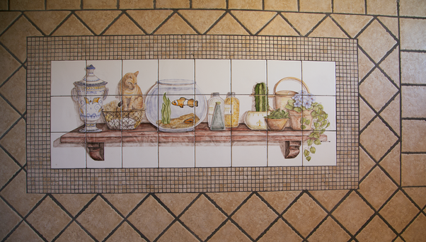 Mosaico in ceramica dipinto a mano