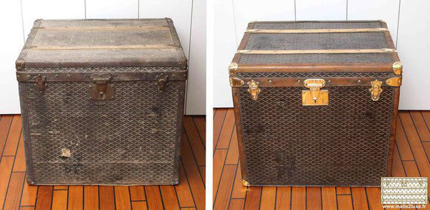 Stencil Canvas Restoration Old Louis Vuitton Trunk Malle2luxe