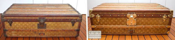 Restauration Toile Pochoir Malle Ancienne Louis Vuitton Malle2luxe
