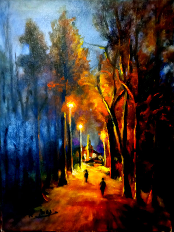 Desde el Lavajo en Tébar. Óleo de 50x40