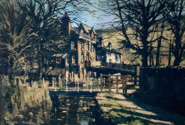 John McCombs FRSA "Delph Bridge, Winter" oil 11x 15 inches was £1500 now £750