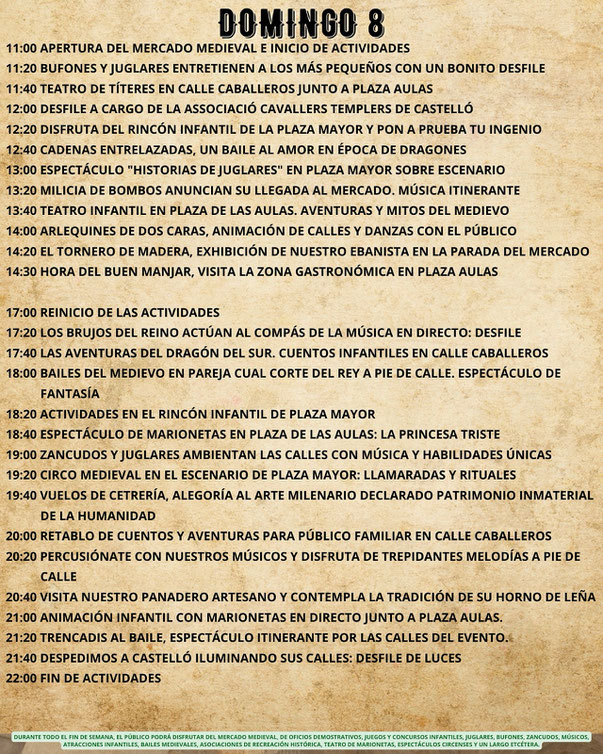 Programa del Mercado Medieval de Castellon