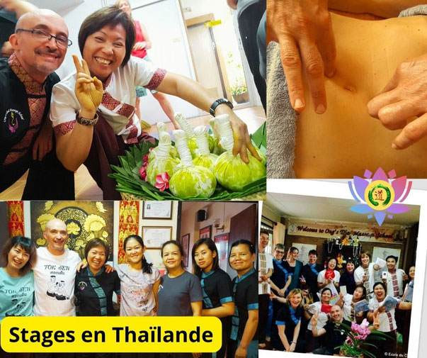 Photos de stages de massage en Thaïlande avec Philippe Aspe à l'école Ong de Chiang Mai.