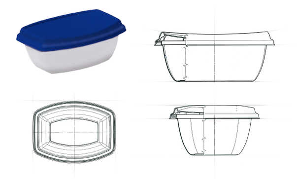 GOLßENER - Feinkostsalate - Technische Zeichnung der finalen Verpackungsform - Spreewald - Produkt Design - DesignKis - 2013