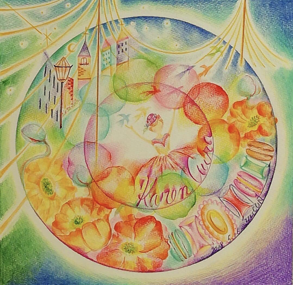 オレンジのオーラを持つKarenさんのオーラアート