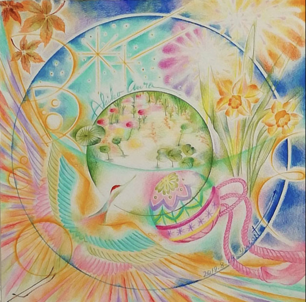 水色を強く持つAkikoさんのオーラアート