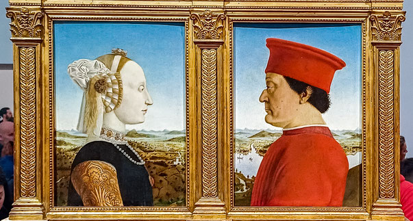 Piero della Francesca - Duchi di Urbino: Battista Sforza e Federico da Montefeltro (1473 - 1475) - Galleria degli Uffizi