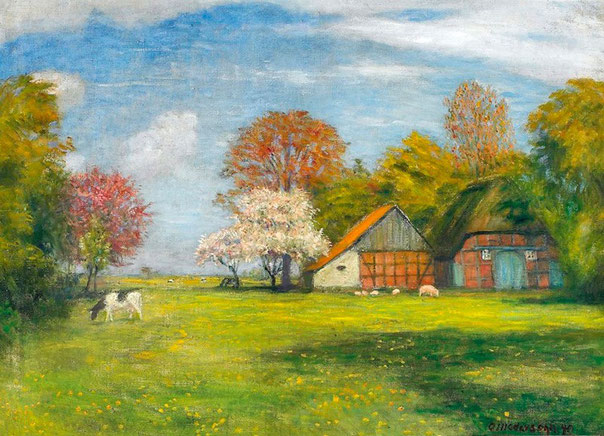 Otto Modersohn - Fischerhude Gehöft im Frühling