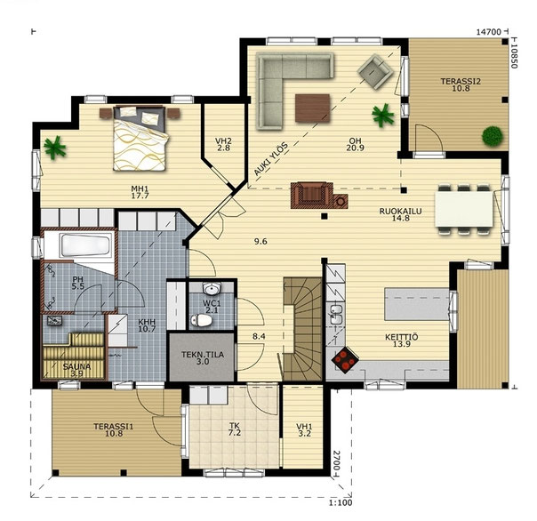 Individuelle Raumaufteilung und Funktionen der Räume - Blockhaus, Holzhaus, Holzbau, Bauen, Holzhäuser, Blockhäuser, Hausbau, Blockbohlenhaus, Planung, Raumplanung,  Grundriss