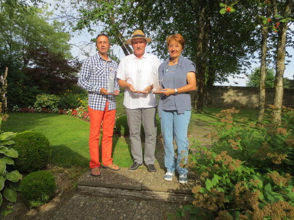 Die Laureaten der Meisterschaft 2015: Patrick Staudt 3.Platz, Armand Agostini, 1. Platz, und Ginette Manes, Vize-Meisterin.