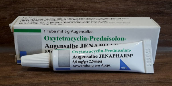 Oxytetracyclin-Prednisolon Augensalbe Abbildung, Salbe + Packung