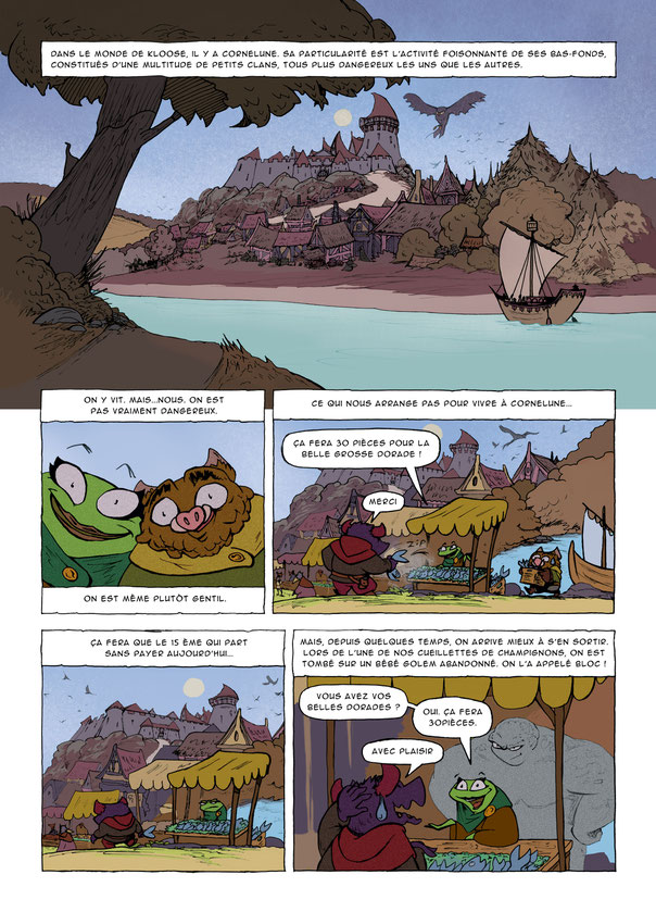 page-1-bd-francois-salembier-medieval fantastique-jeunesse-animaux-personnage anthropomorphe