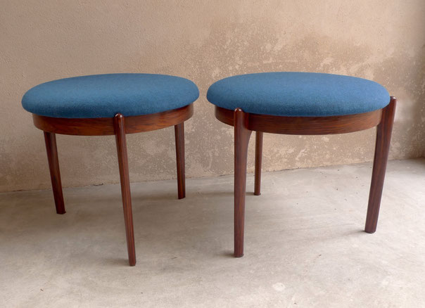 Joli, tabourets danois, tabourets bleus, danish stools, palissandre