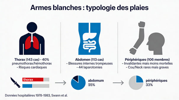 Armes blanches utilisées et types des plaies