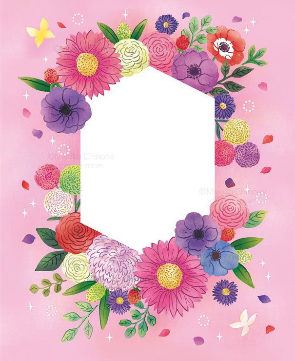 花のフレームイラスト