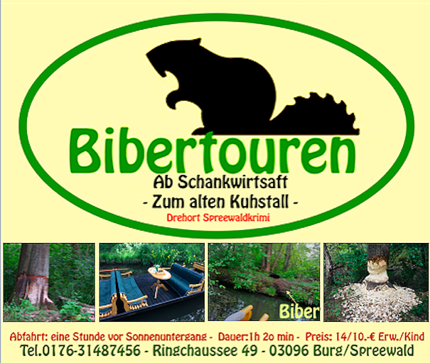 Biber Touren in Burg Spreewald - Lassen Sie sich auf einer gemütlichen Abend - Kahnfahrt in das Reich des Bibers verzaubern