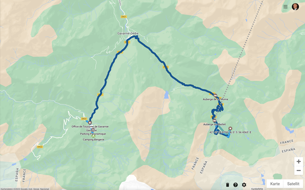 Bild: Route am 5. Tag einer Wohnmobilreise in die Hochpyrenäen