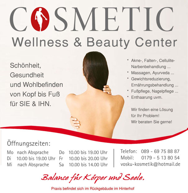 Der Flyer des Wellness & Beauty Centers in München Giesing.