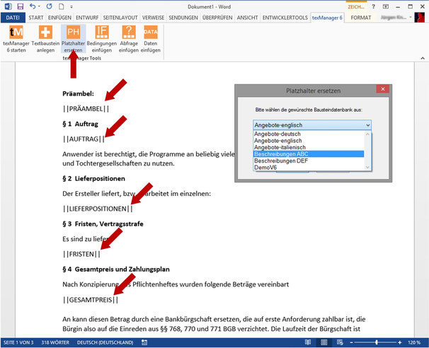 Textbausteine Verketten Textbausteinmanagement