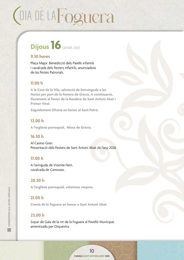 Programa de la Fira de Sant Antoni en Canals