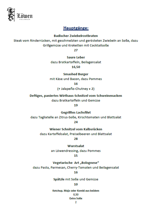 a la carte Restaurant Villingen Gasthaus Löwen Tschortsches Room Abendkarte Essen gehen Innenstadt Vorspeisen