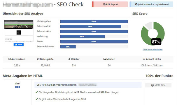 SEO Check Jimdoseite