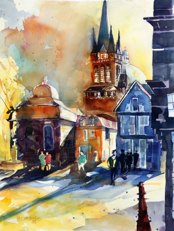 Aachen Dom, (Aquarell), 39 x 56 cm