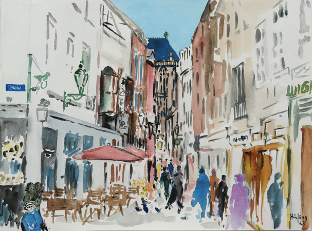 Aachen Körbergasse (Aquarell), 40 x 30 cm
