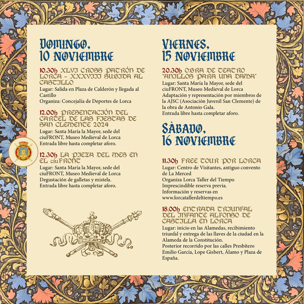 Programa del Mercado Medieval y Fiesta de San Clemente en Lorca