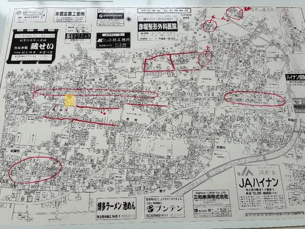 被害発生エリアと思しき局所マップ（ネットより拝借）