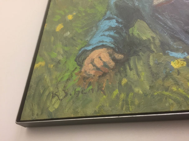 Gemälde von K. Schenk mit Winkelprofil eingefasst