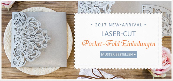 Lasercut Pocketfold Einladungskarten Hochzeit