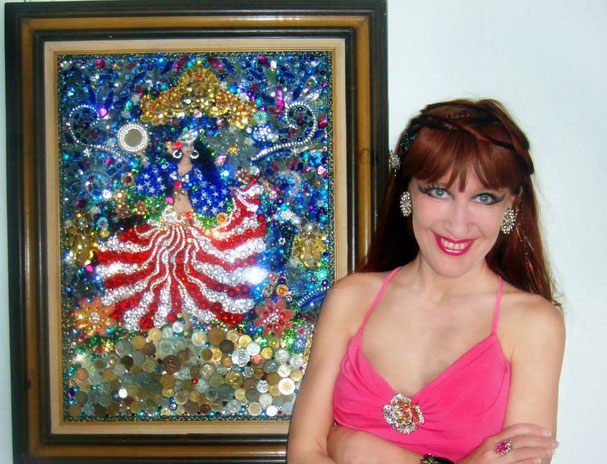 Beauty Queen Sofia Goldberg with Gypsy Queen Sofia bead embroidery art. Вышивка бисером. Шедевр