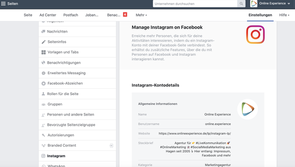 Facebook Seiteneinstellungen
