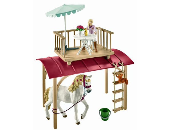 Dachterrasse des Schleich Wohnwagen 42593 mit Andalusier Stute