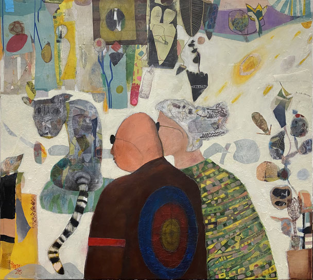 o.T. ----     2023 ----     100 x 90 ----     Collage, Öl und Kaltwachs  ----  Preis auf Anfrage 