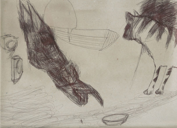 Le chat d'Ulysse / 2004 / Stylo sur papier / Collection privée