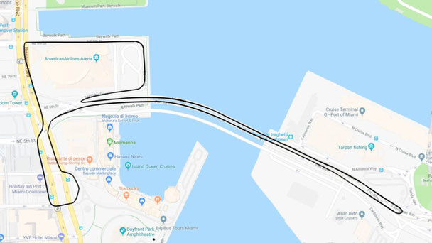 Un'ipotesi di  layout del gp di Miami 2019