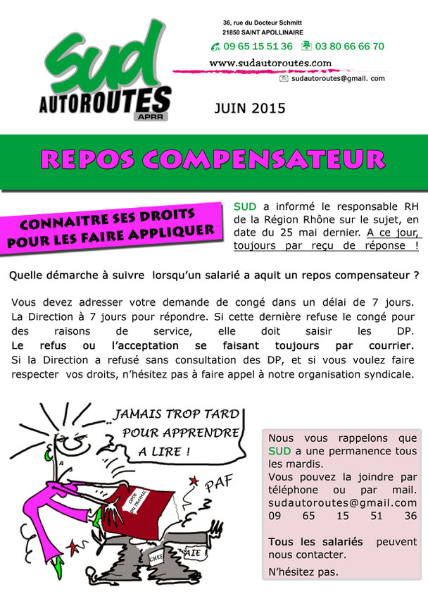 Repos compensateur SUD Autoroutes APRR