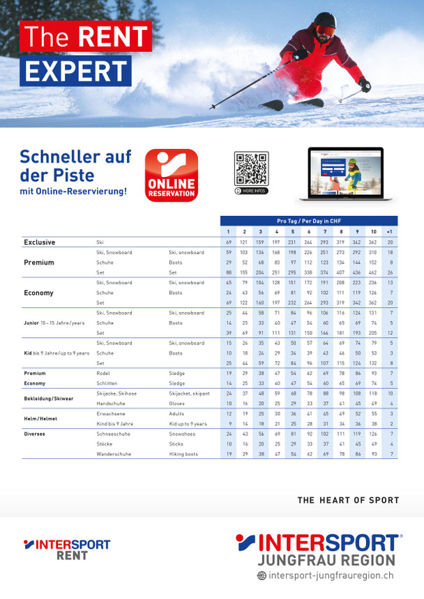 PREISLISTEN Intersport Grindelwald Bike Rental