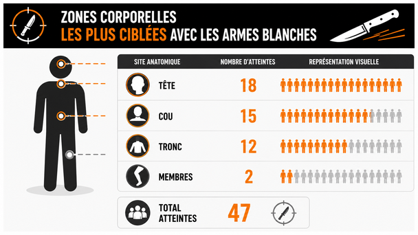 Zones corporelles les plus ciblées