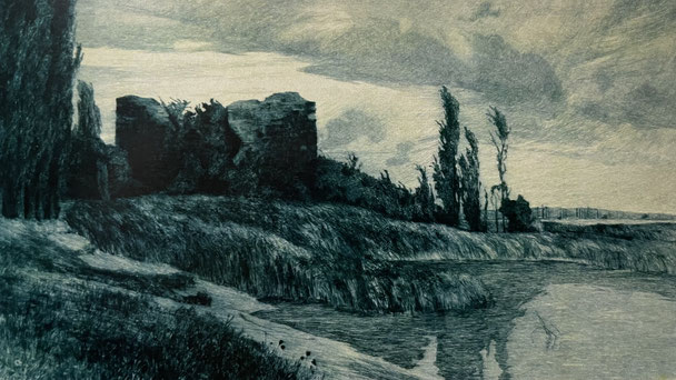 Otto Ubbelohde: Ruine Schopfeln (Insel Reichenau), Skizze 1893 (Öl/Leinwand)